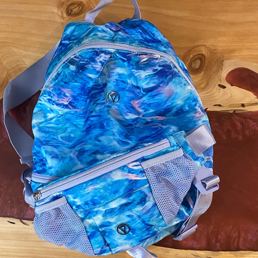 Ivivva Blue Watercolor mini Backpack and matching belt bag